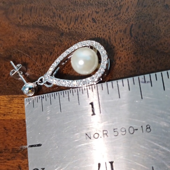 NEW! Bridal earrings with Swarovski elements faux pearl 5766 - Picture 3 of 3